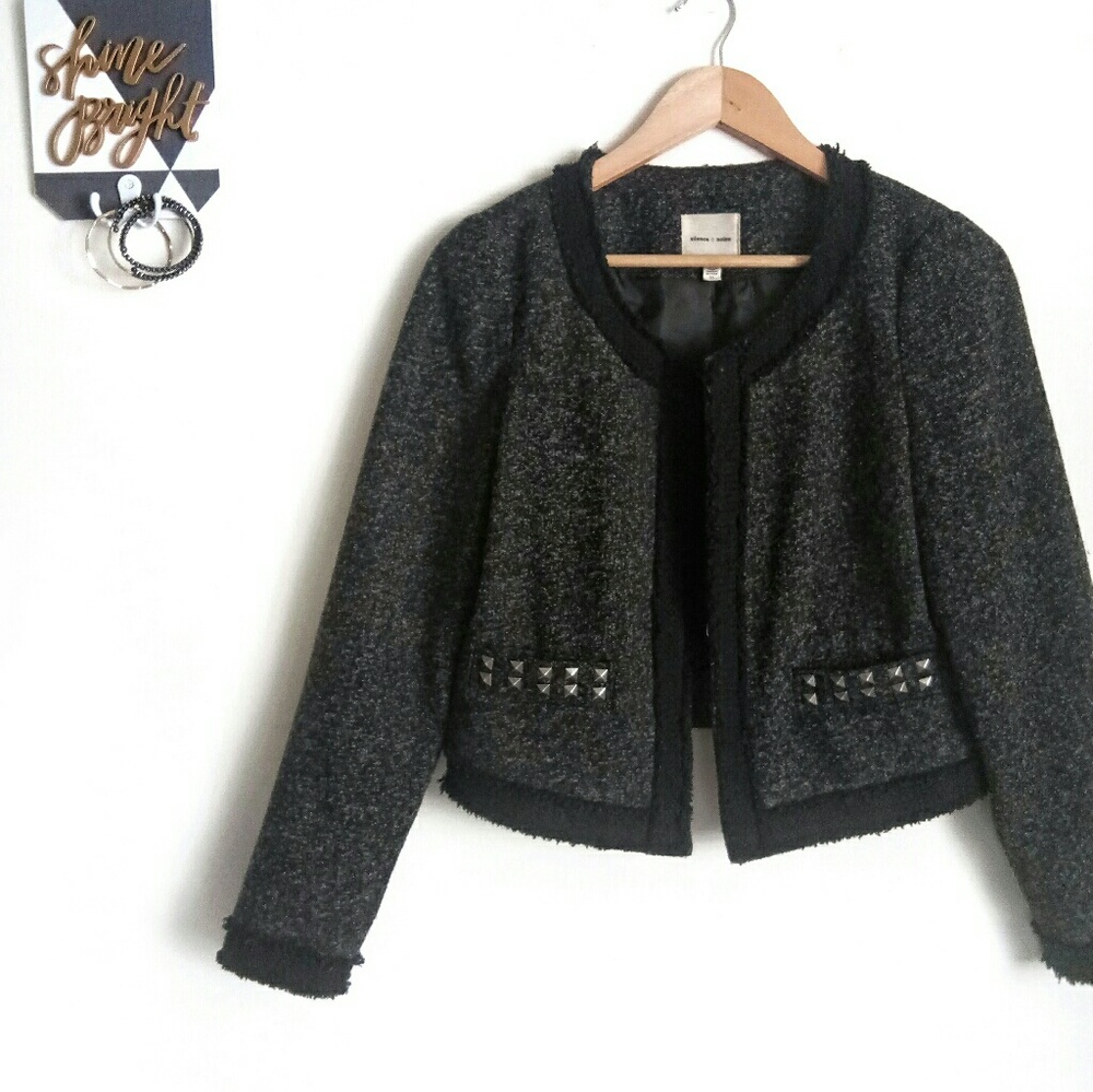Silence + Noise Black Gray Tweed Jacket/Bl…